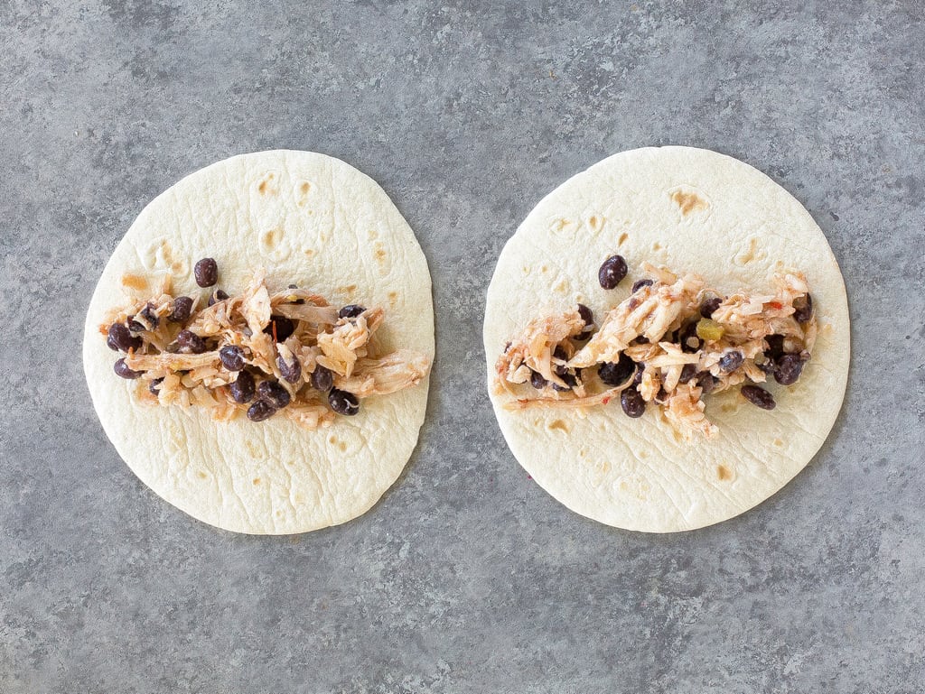 Chicken and Black Bean Flautas on a plate
