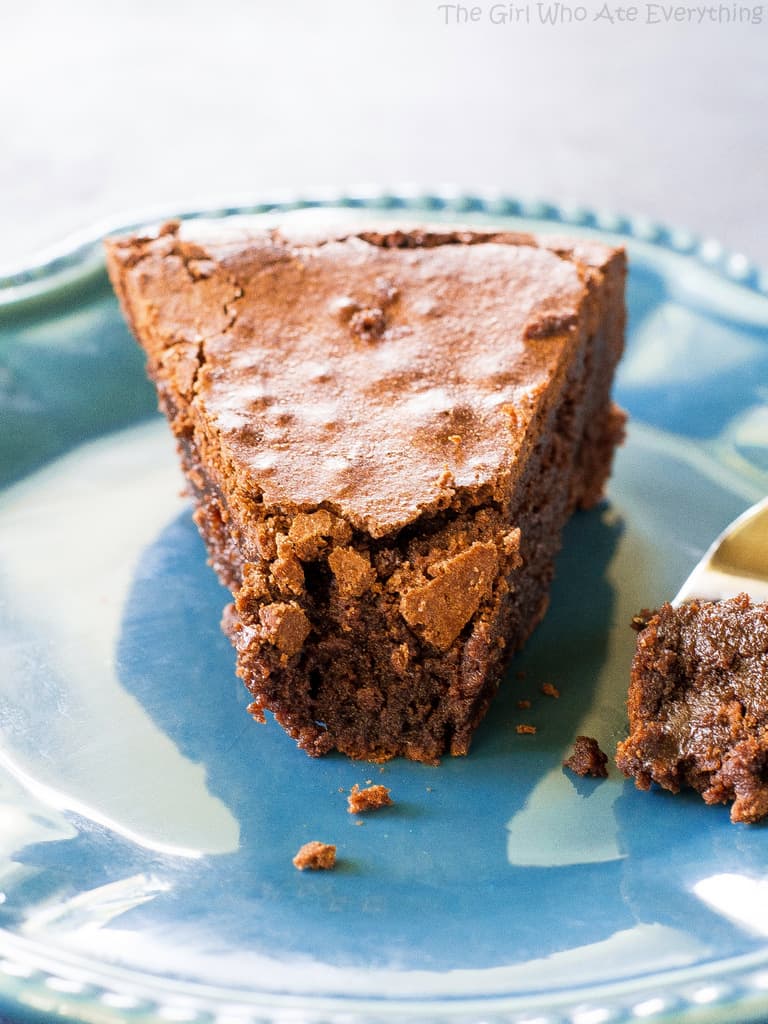 chocolate cake with a bite out of it