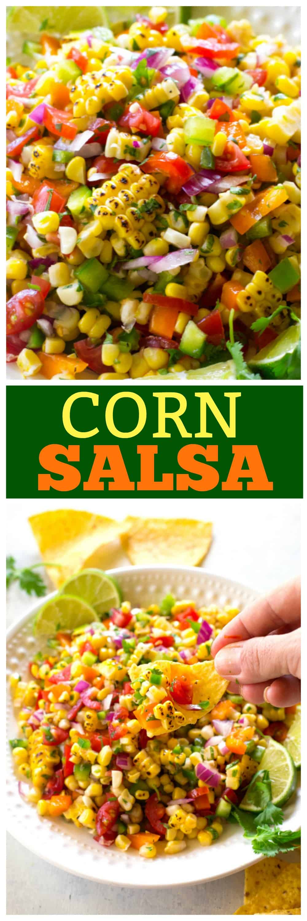 Corn Salsa on a chip