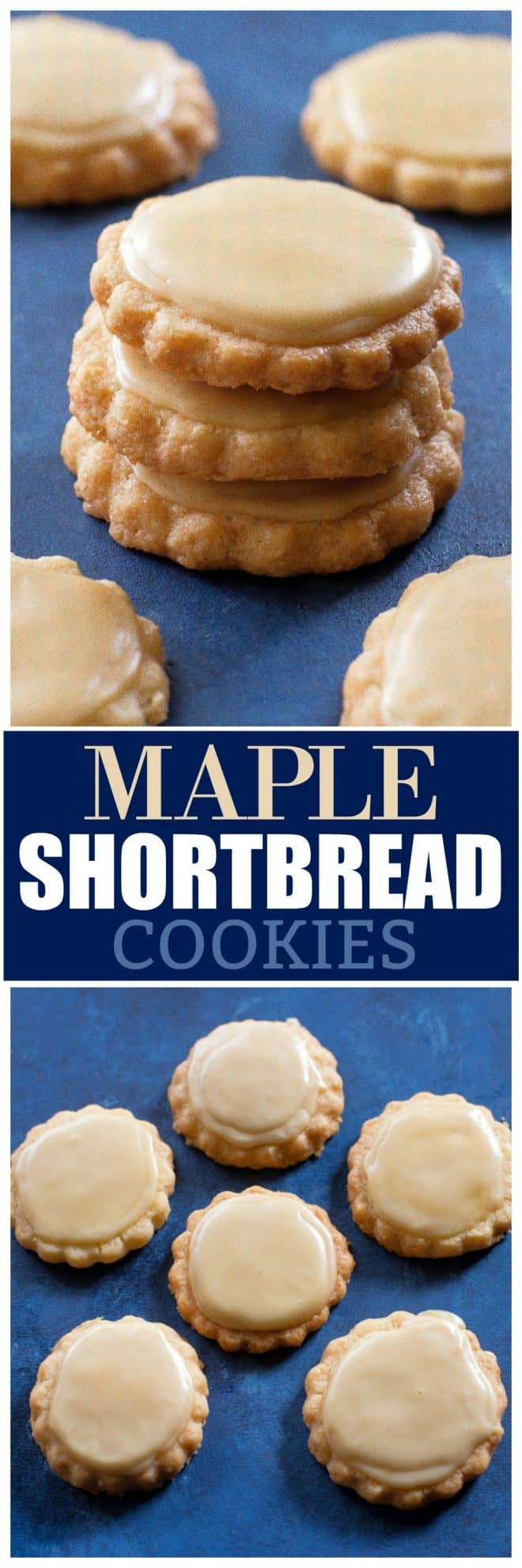 maple shortbread cookies in a stack