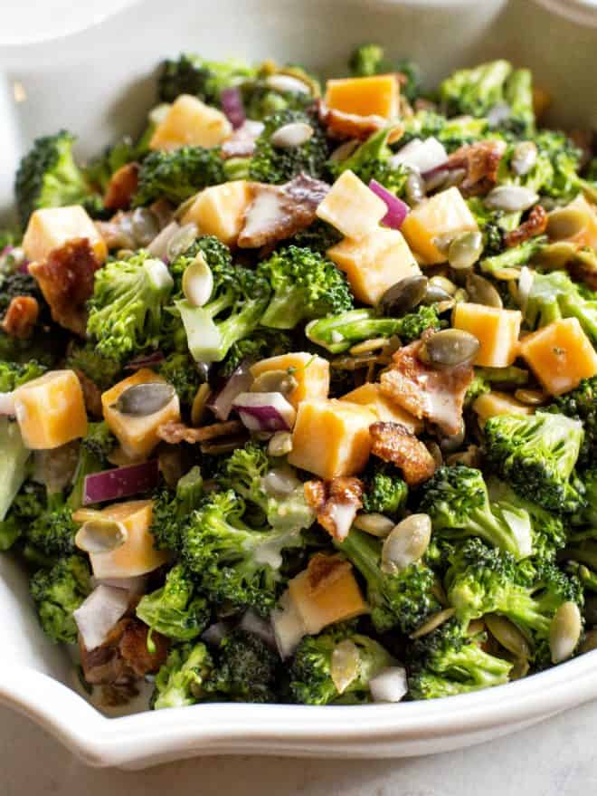 Keto Broccoli Salad in a bowl
