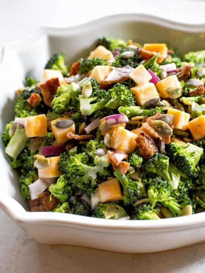 Keto Broccoli Salad in a bowl