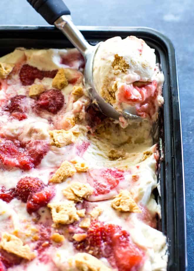 No-Churn Strawberry Graham Cracker Ice Cream