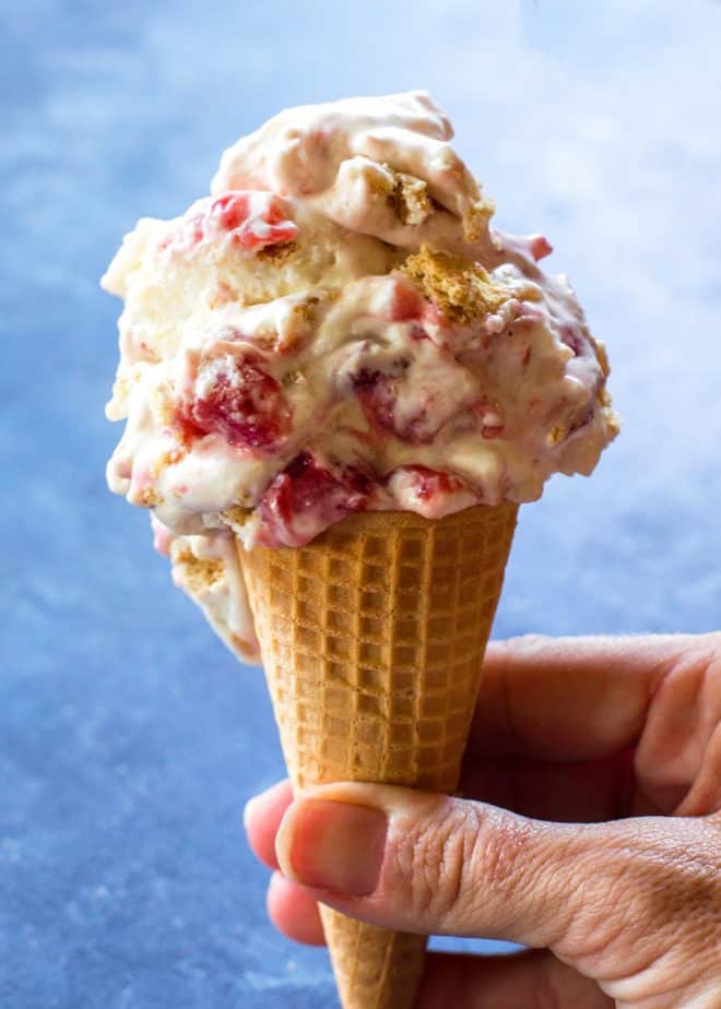 No-Churn Strawberry Graham Cracker Ice Cream