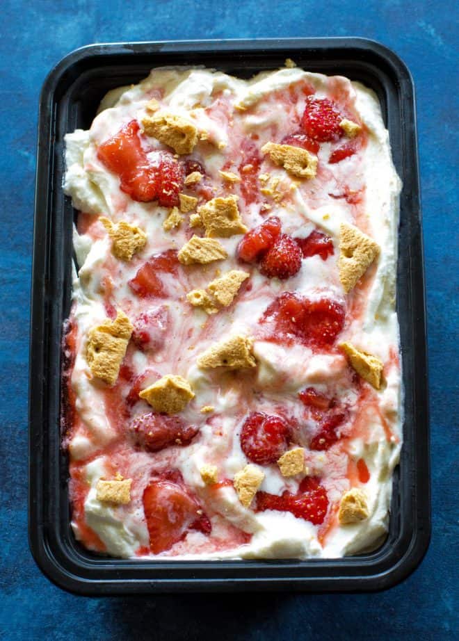 No-Churn Strawberry Graham Cracker Ice Cream