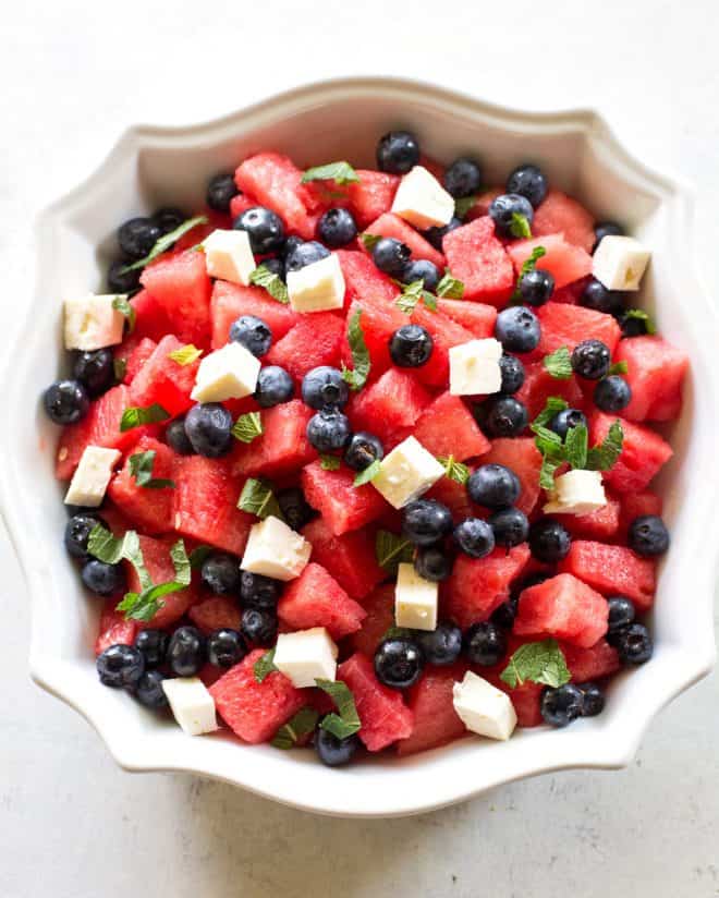 Watermelon Blueberry Feta Salad 