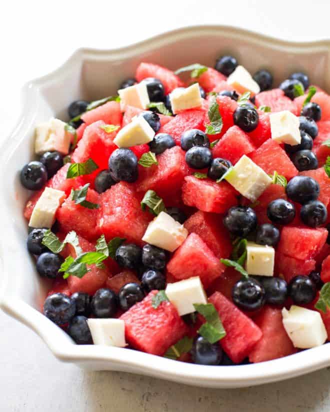 Watermelon Blueberry Feta Salad 