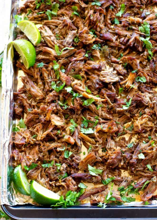 pork carnitas on a pan