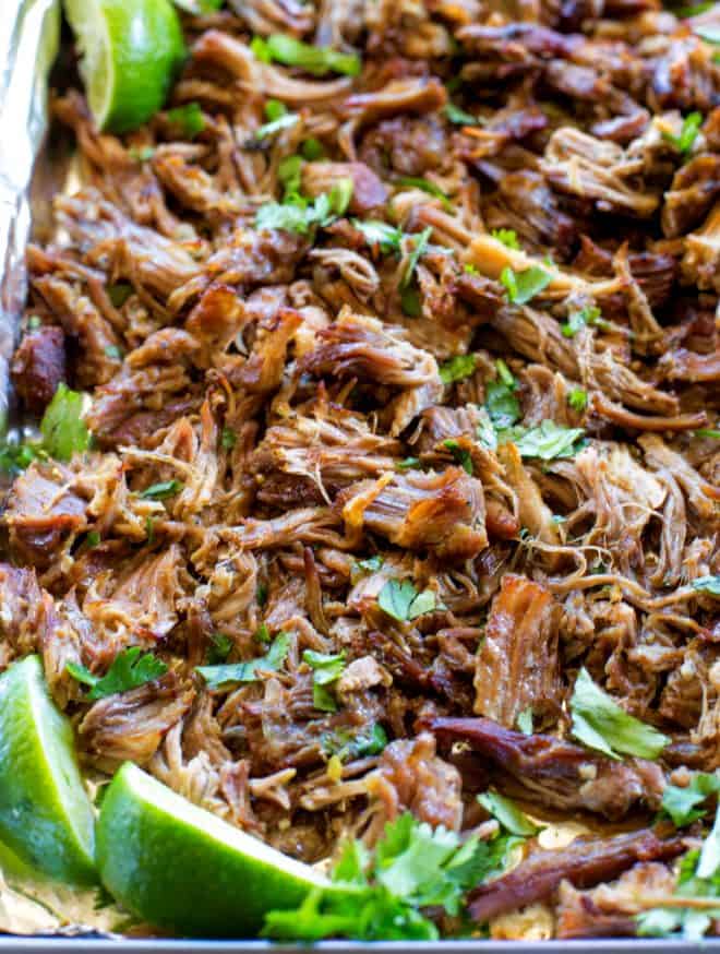 pork carnitas on a pan