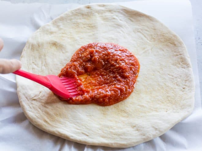 crust with pizza sauce