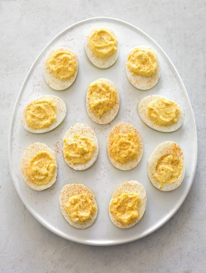 Deviled Eggs on a white plate