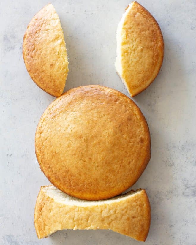 cake cut into a bunny