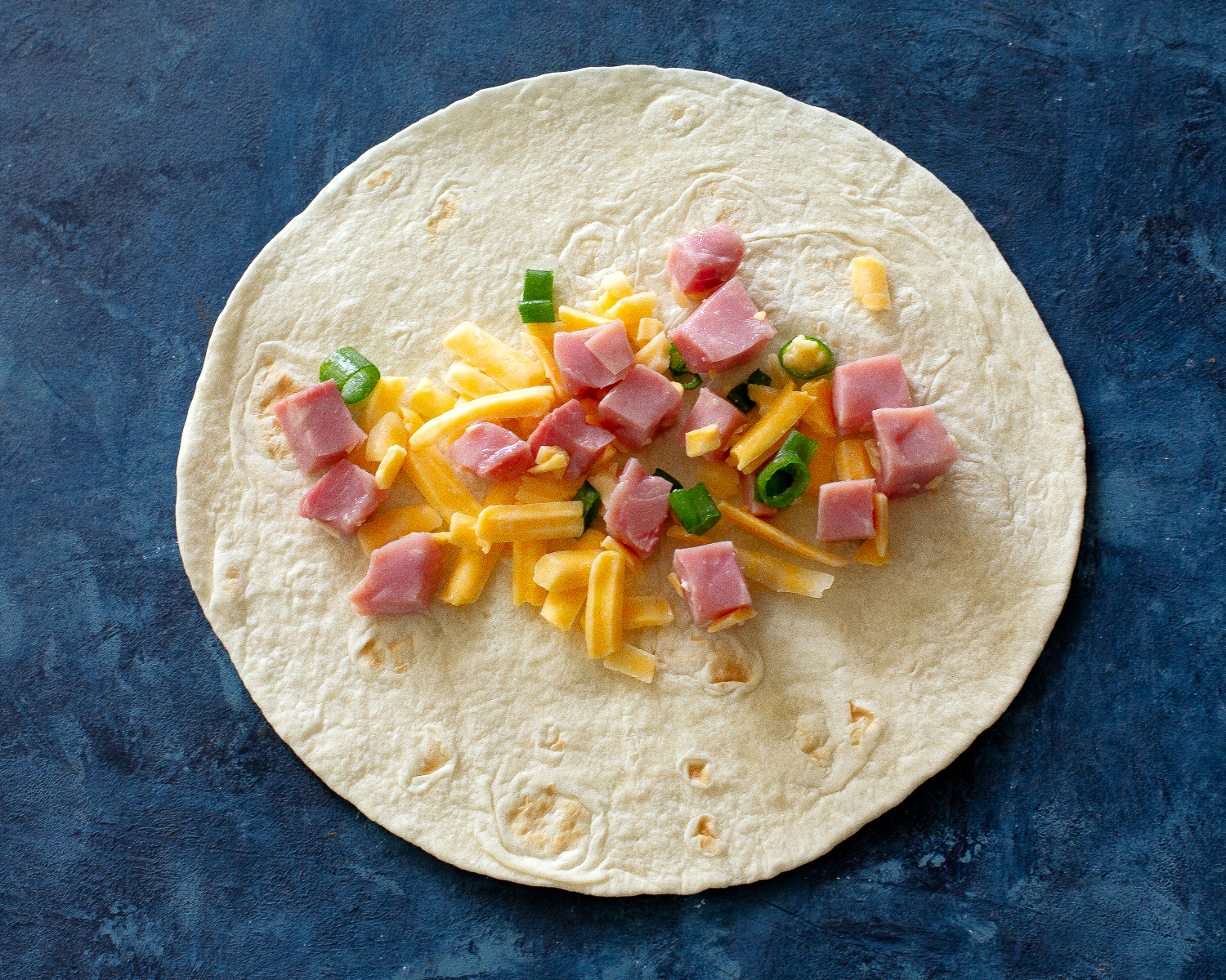 ham, cheese, and green onions