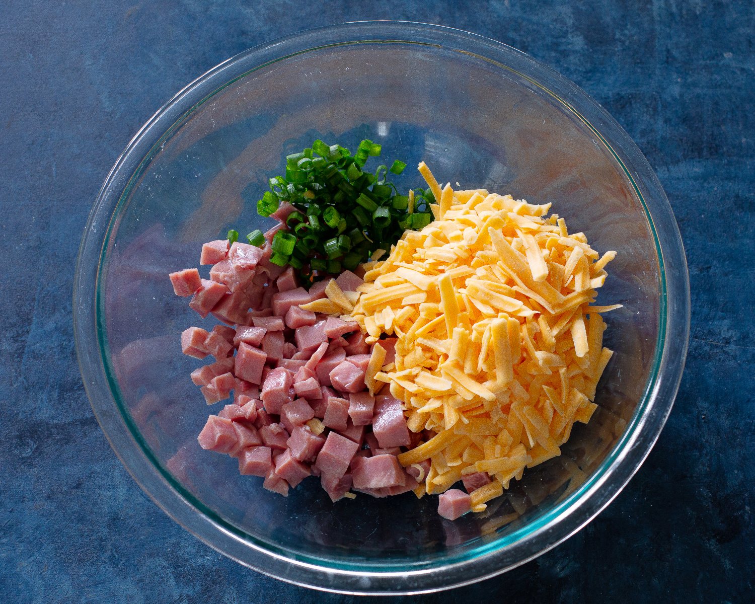 ham, cheese, and green onions