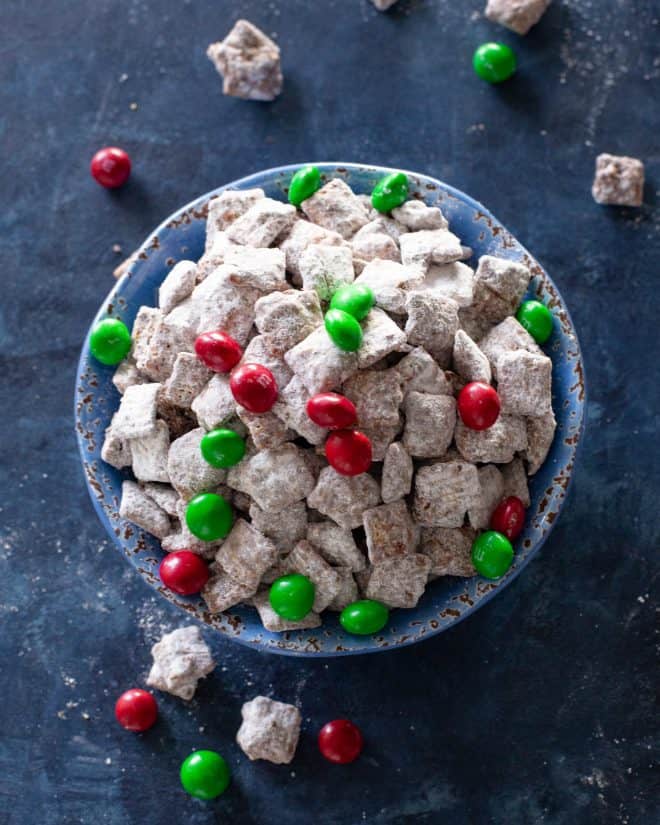 muddy buddies with m&ms
