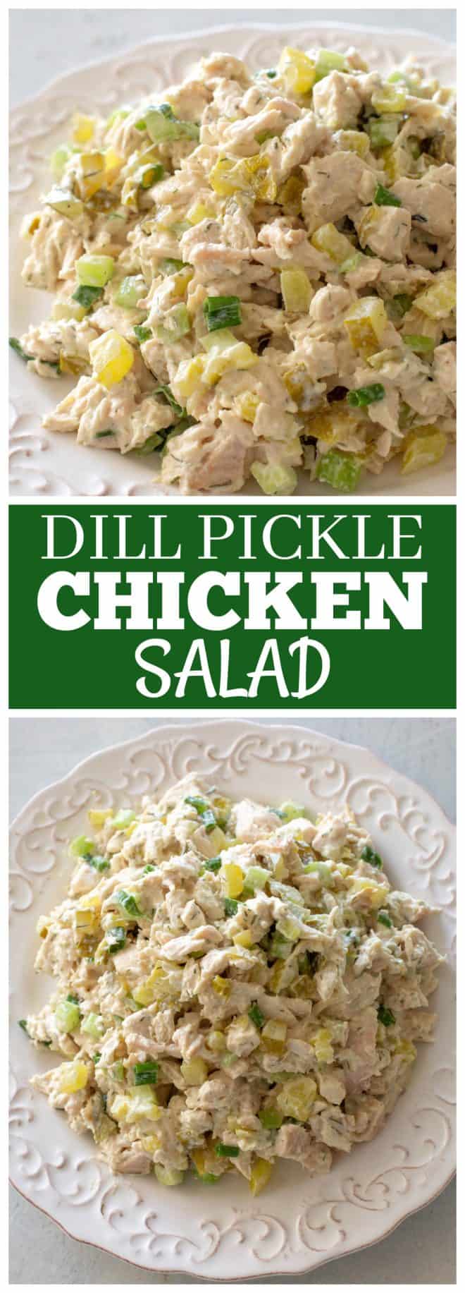 chicken salad with celery on a white plate.