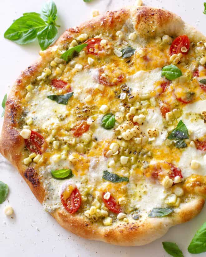 Charred Corn, Tomato, and Basil Pizza