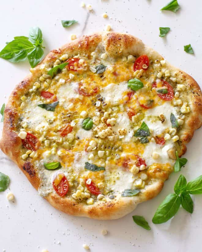 Charred Corn, Tomato, and Basil Pizza