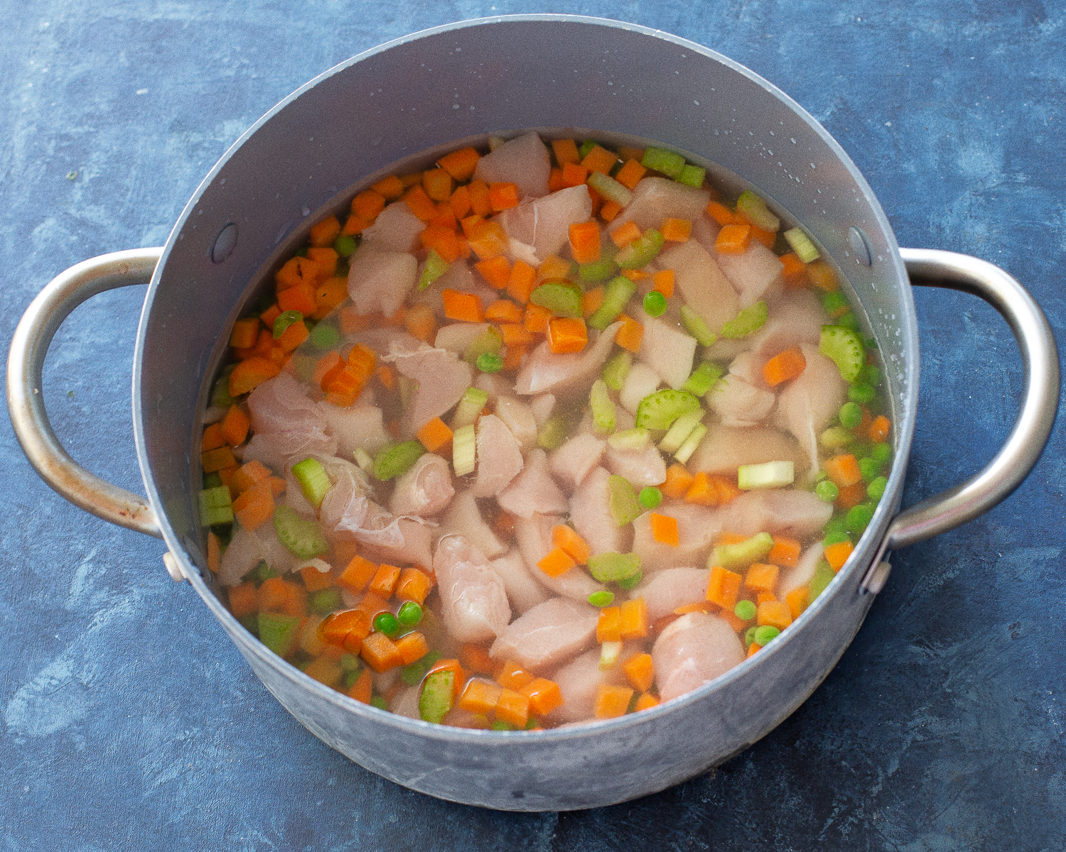chicken and veggies in a pot