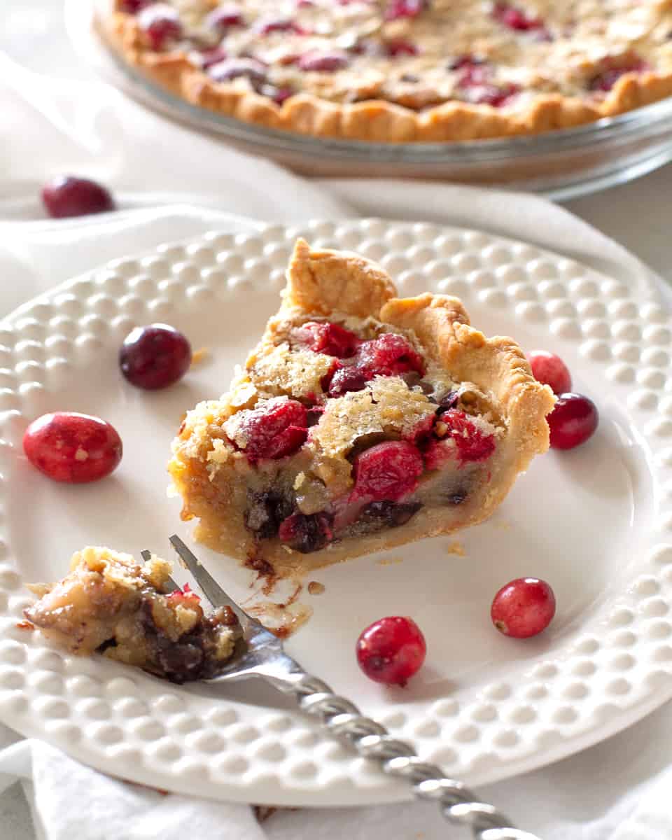 Cranberry chocolate pie slice