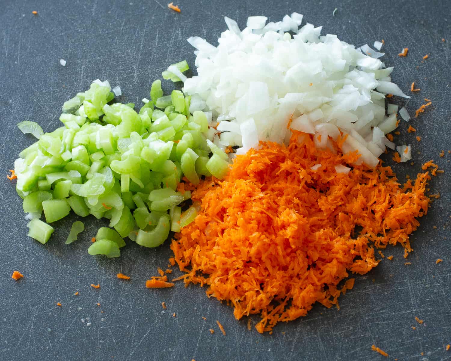celery, onion, and carrot