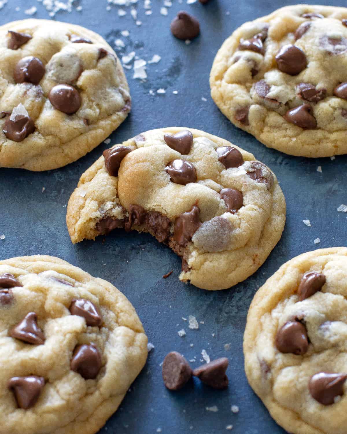 chocolate chip cookie with a bite taken out