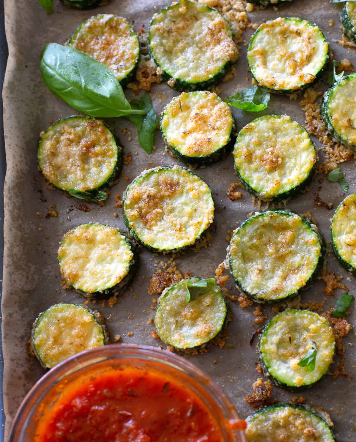 Zucchini Parmesan with marinara