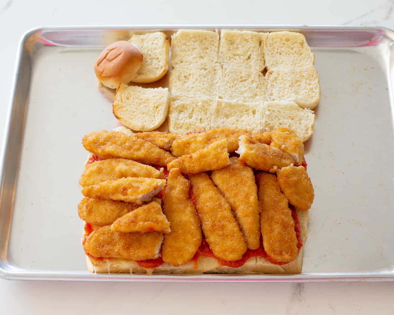 chicken tenders on bread