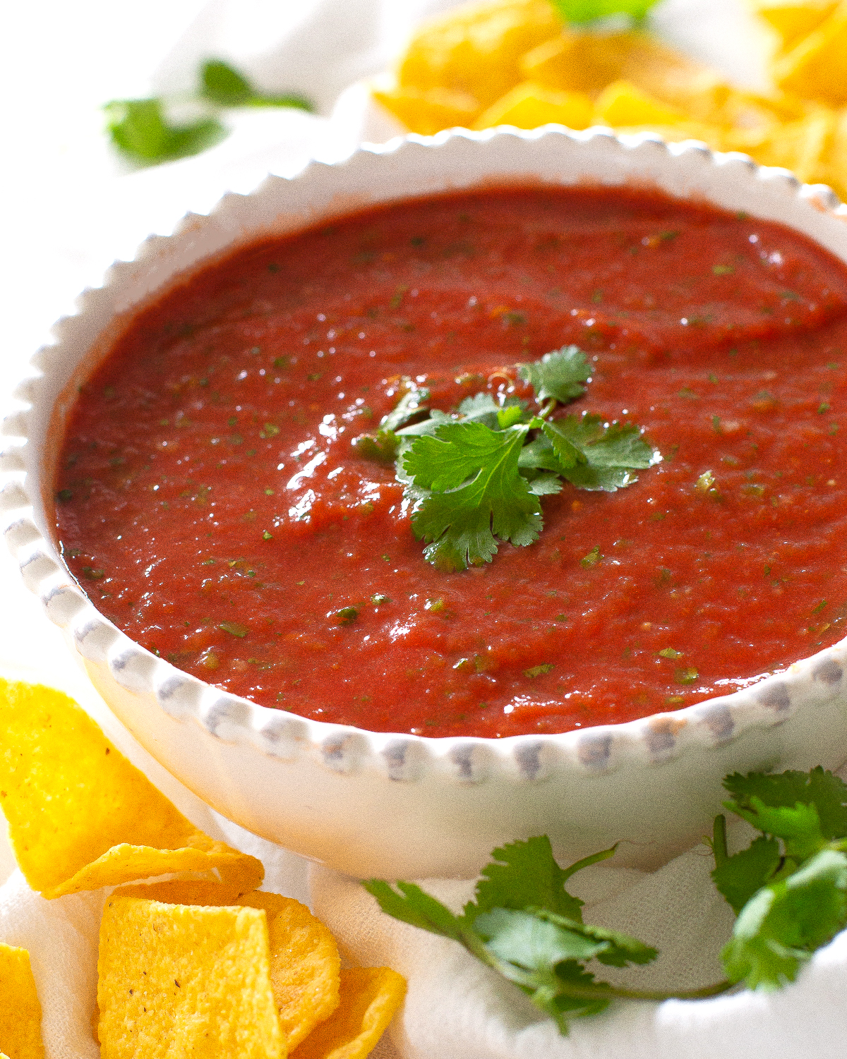 Homemade Salsa in a white bowl