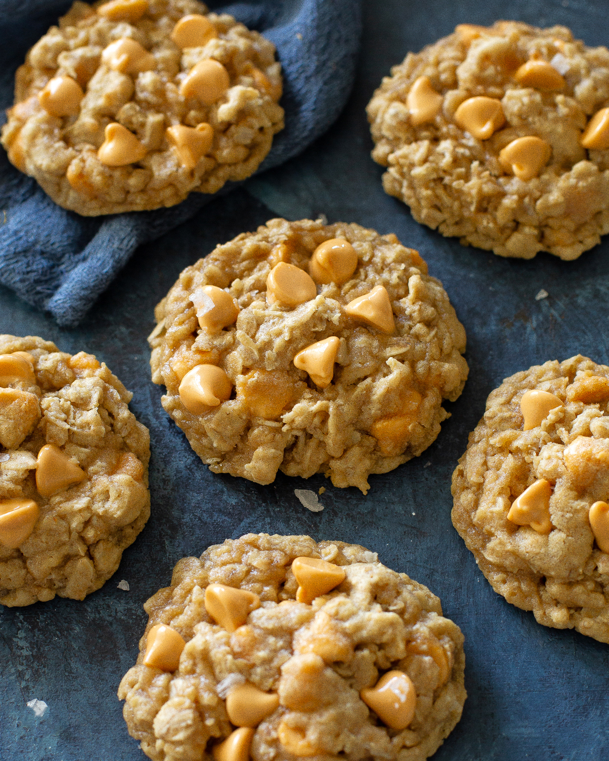 These Oatmeal Scotchies are soft, chewy cookies with oats and butterscotch chips throughout. #oatmeal #scotchies