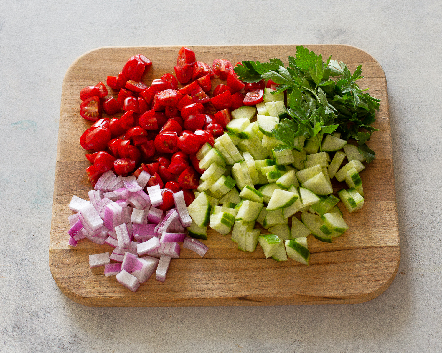 Cucumber Tomato and red onion