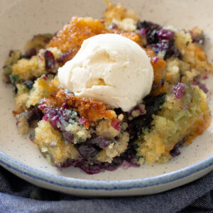 Blueberry Cobbler with ice cream