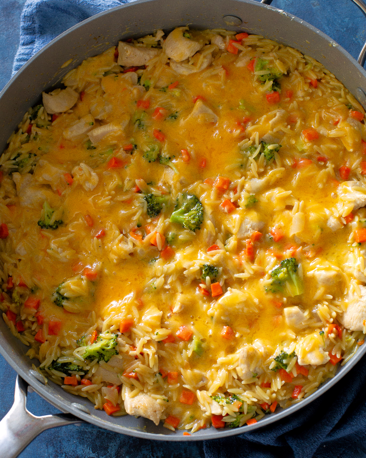 One-Pan Chicken Broccoli Cheddar Orzo 