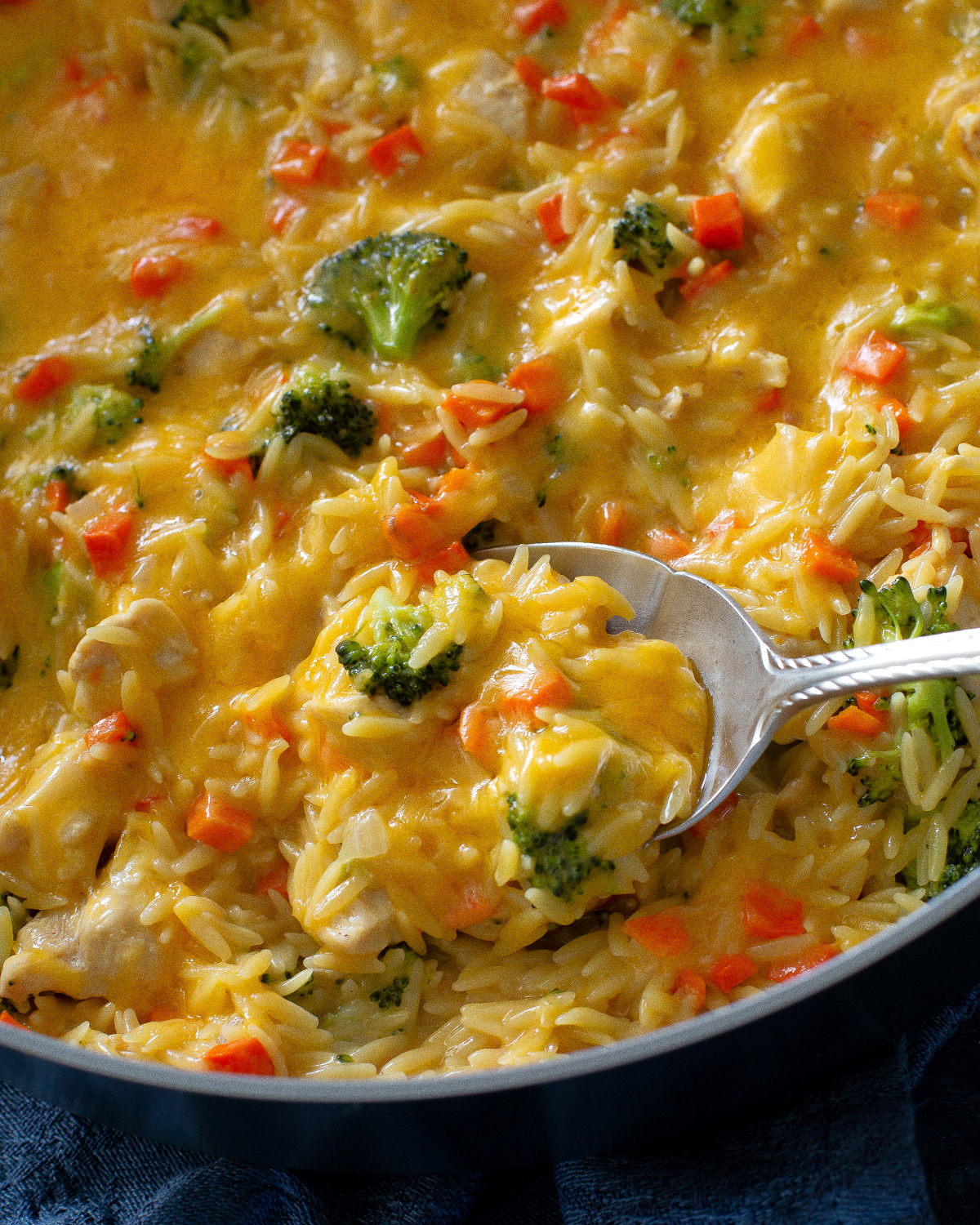 One-Pan Chicken Broccoli Cheddar Orzo 
