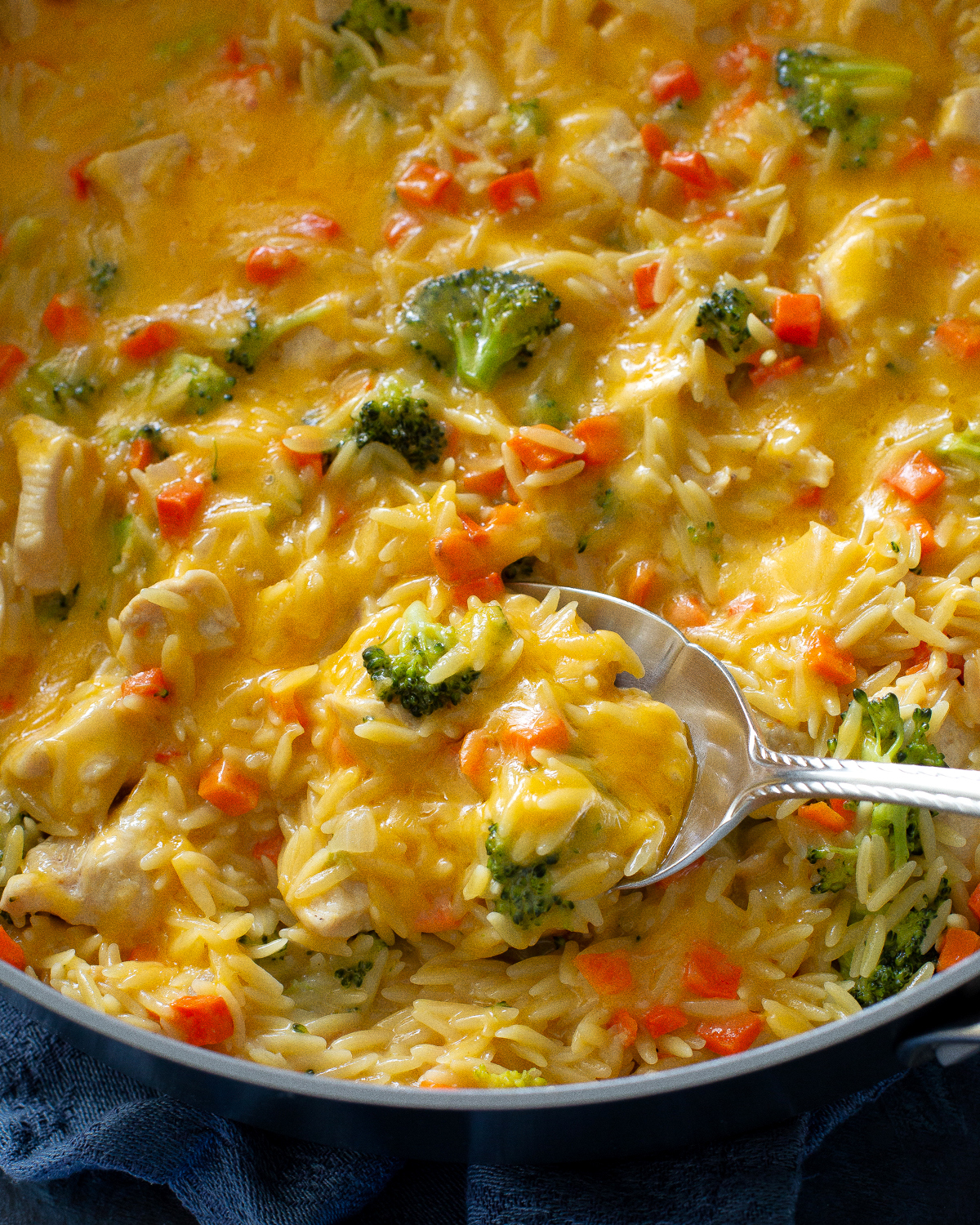 One-Pan Chicken Broccoli Cheddar Orzo 