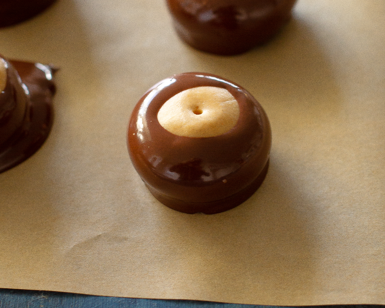 peanut butter dough dipped in chocolate