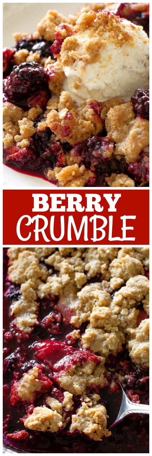 berry crumble with ice cream