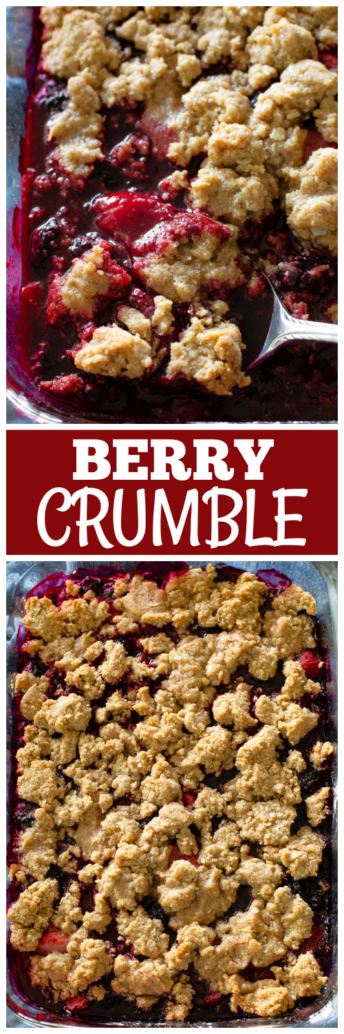 berry crumble with ice cream