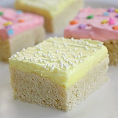 These Sugar Cookie Bars are a great way to make sugar cookies for a crowd. 